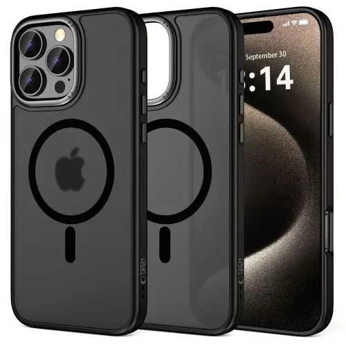 ZONE MagEdge MagSafe műanyag hátlaptok iPhone 16 Pro Max fekete-átlátszó
