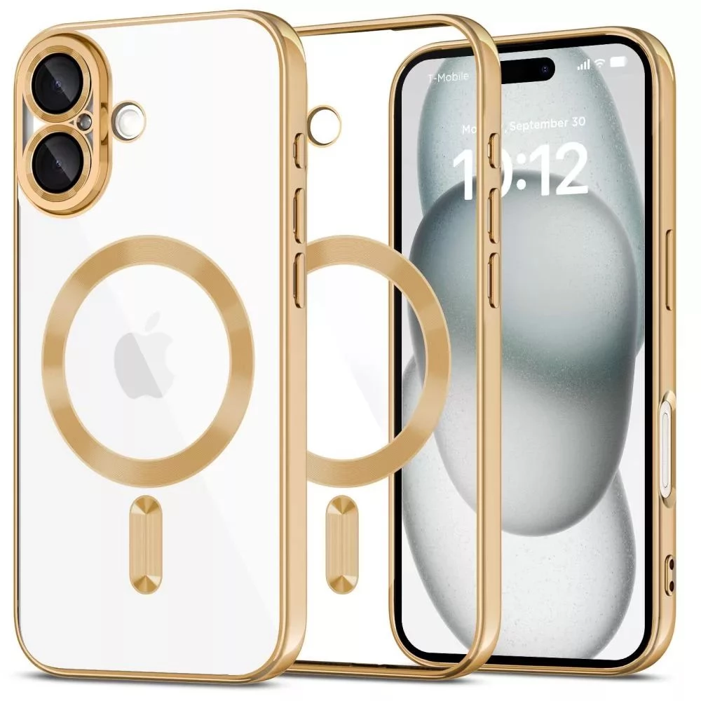 ZONE Magflex Magsafe műanyag hátlaptok Apple iPhone 16 arany-átlátszó