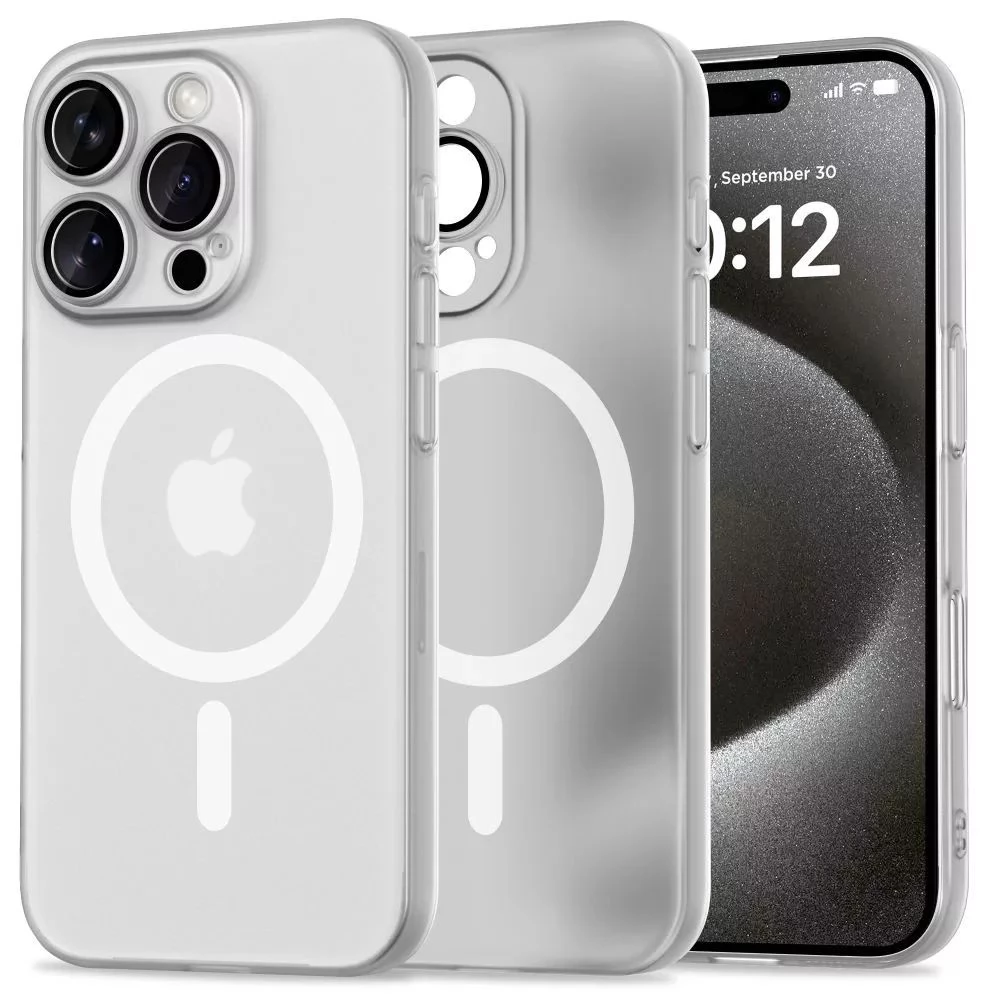 ZONE Magslim Magsafe műanyag hátlaptok Apple iPhone 16 Pro Max fehér-átlátszó