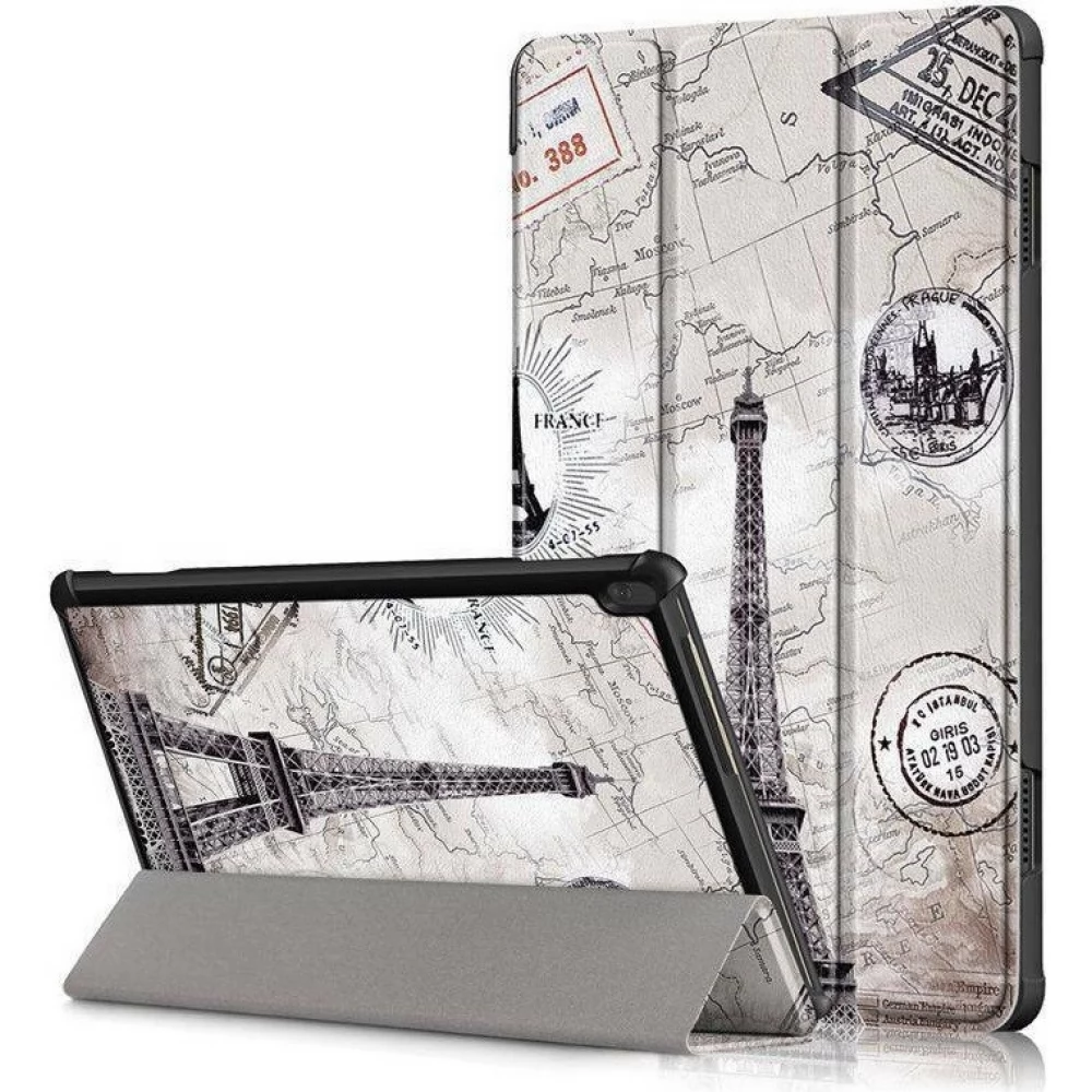 ZONE Mappa tok Eiffel torony térkép minta Trifold Samsung Galaxy Tab S6 Lite 10.4 (2020 / 2022 / 2024) szürke