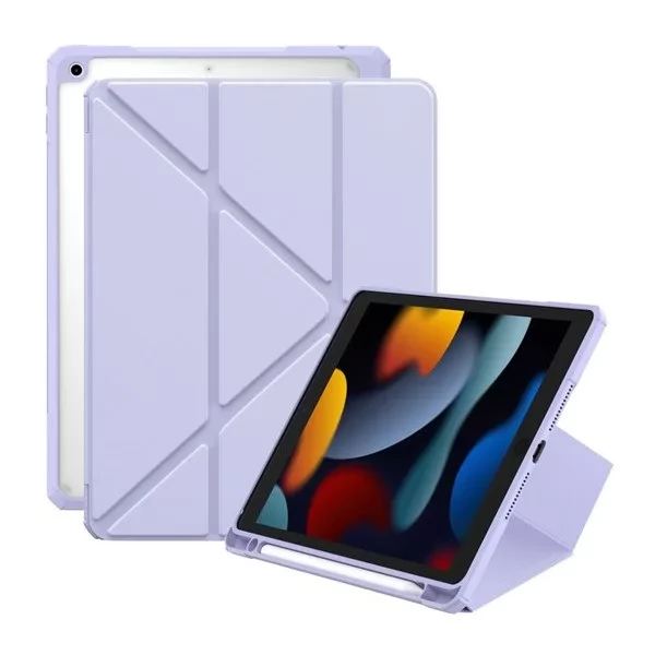 ZONE Minimalist Origami Smart Case Apple Pencil tartóval Apple iPad 10.2 (2019 / 2020 / 2021) lila