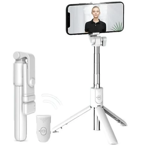 ZONE Prémium selfie bot R1S 19-70cm 360°-ban forgatható exponáló gomb/bluetooth/világítás fehér