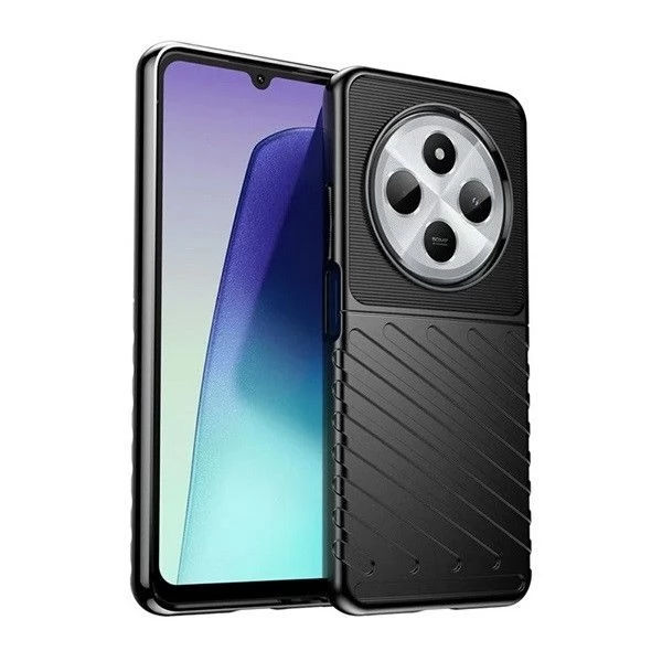 ZONE Szilikon tok domború csíkos minta Xiaomi Redmi 14C / Poco C75 fekete