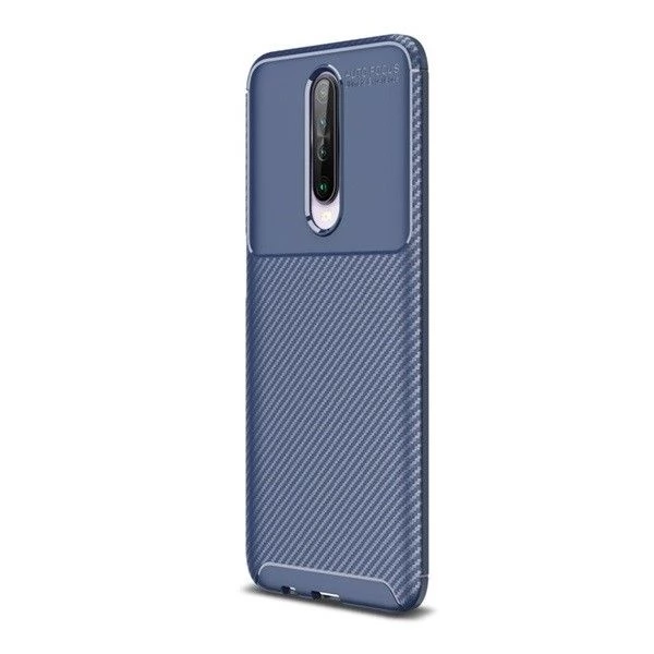 ZONE Szilikon tok légpárnás sarok karbon minta Xiaomi Redmi K30 / K30 5G / Poco X2 kék