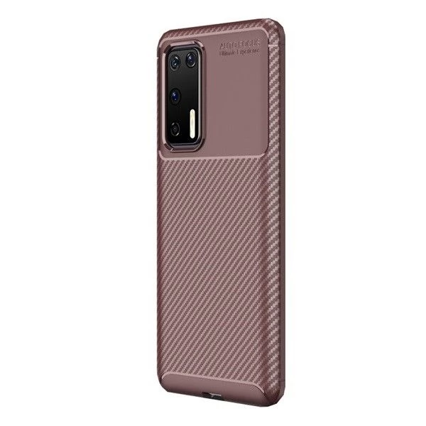 ZONE Szilikon tok légpárnás sarok karbon mintás Huawei P40 barna