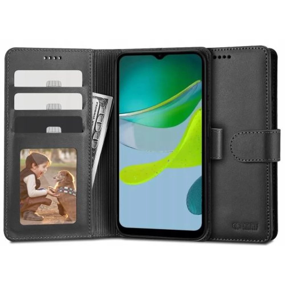 ZONE TP Wallett oldalra nyitható tok mágnes csattal Motorola Moto E13 fekete