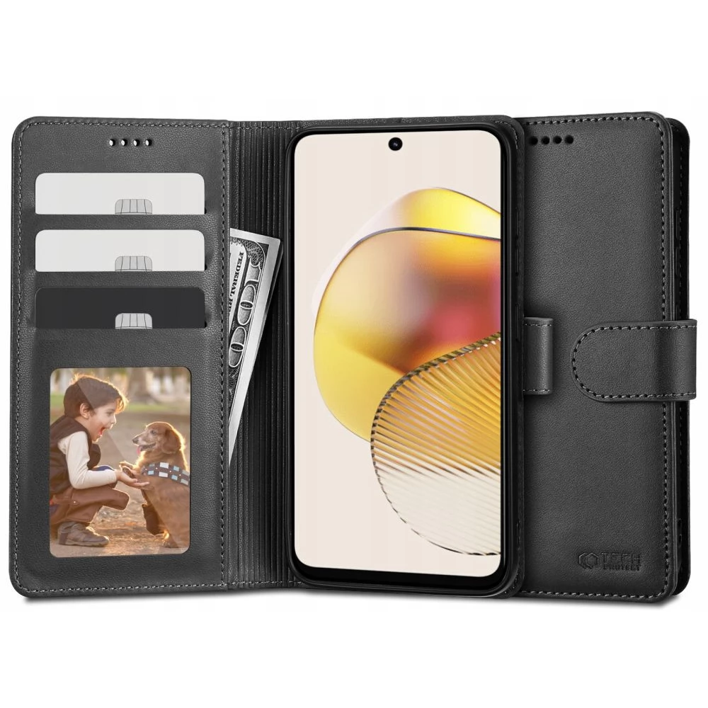 ZONE TP Wallett oldalra nyitható tok mágnes csattal Motorola Moto G73 5G fekete