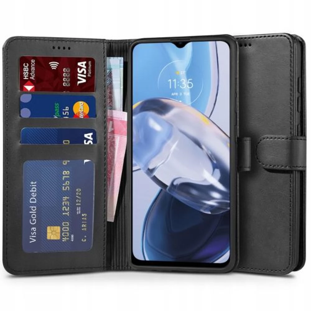 ZONE TP Wallett oldalra nyitható tok mágnes csattal Motorola Moto E22 / E22i fekete