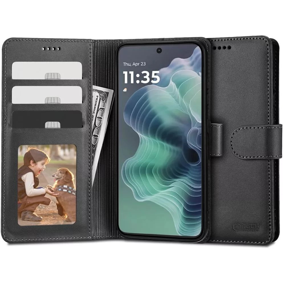 ZONE TP Wallett oldalra nyitható tok mágnes csattal Motorola Moto G35 fekete