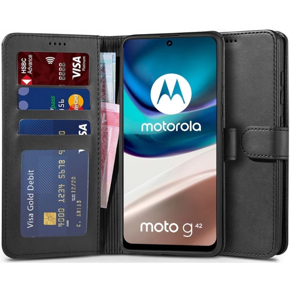 ZONE TP Wallett oldalra nyitható tok mágnes csattal Motorola Moto G42 fekete