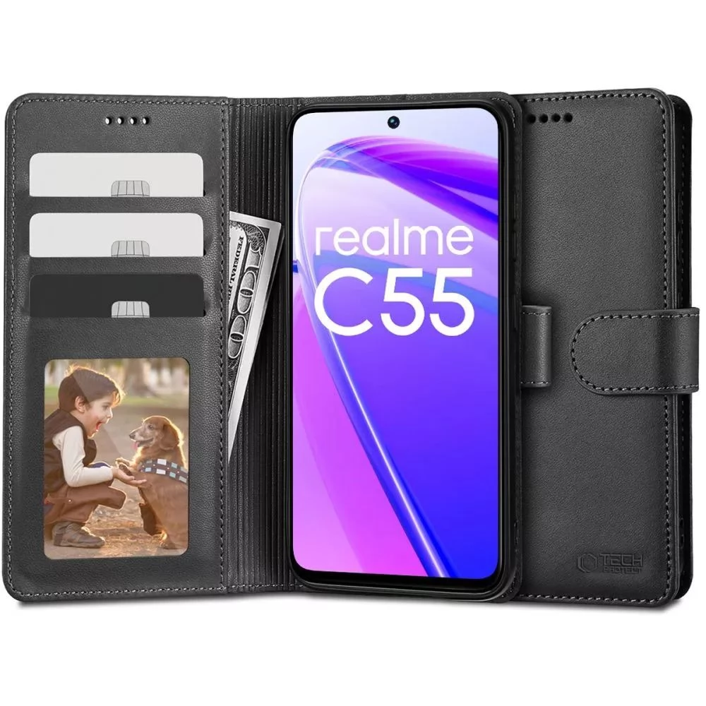 ZONE TP Wallett oldalra nyitható tok mágnes csattal Realme C55 fekete