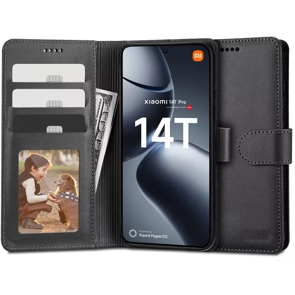 ZONE TP Wallett oldalra nyitható tok mágnes csattal Xiaomi 14T Pro fekete