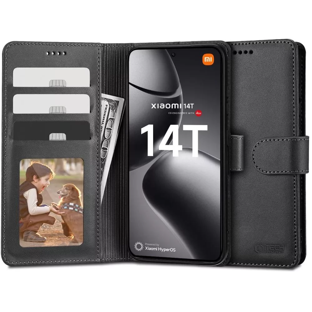 ZONE TP Wallett oldalra nyitható tok mágnes csattal Xiaomi 14T fekete