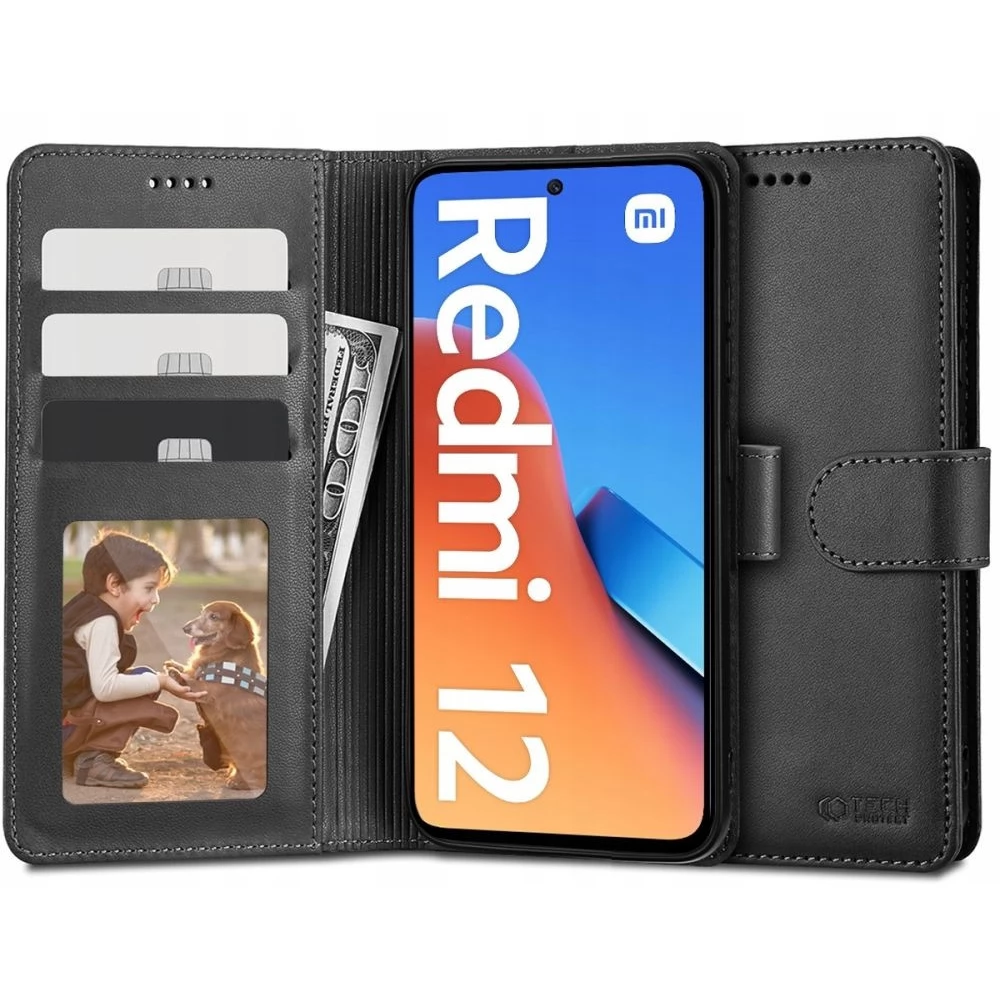 ZONE TP Wallett oldalra nyitható tok mágnes csattal Xiaomi Redmi 12 4G / 12 5G / Note 12R fekete