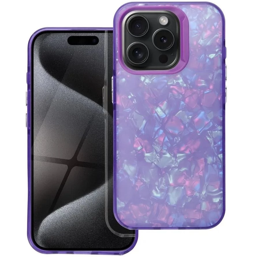ZONE Tutti-Frutti műanyag hátlap szilikon kerettel kristály mintás iPhone 14 Pro lila