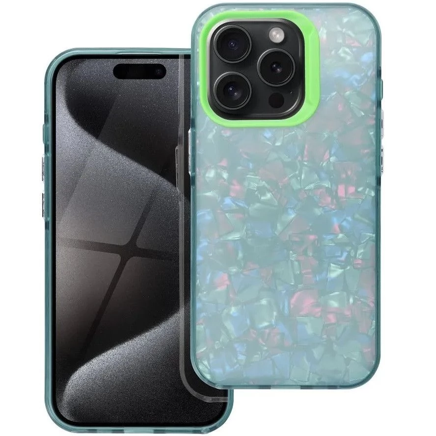 ZONE Tutti-Frutti műanyag hátlap szilikon kerettel kristály mintás iPhone 12 Mini zöld