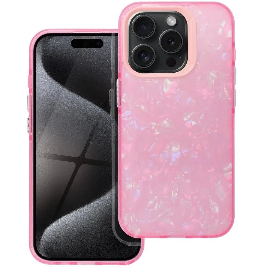 ZONE Tutti-Frutti műanyag hátlap szilikon kerettel kristály mintás iPhone 16 rózsaszín