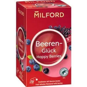 MILFORD Gyümölcstea, 20x2,5 g, MILFORD "Happy berries", bogyós gyümölcs